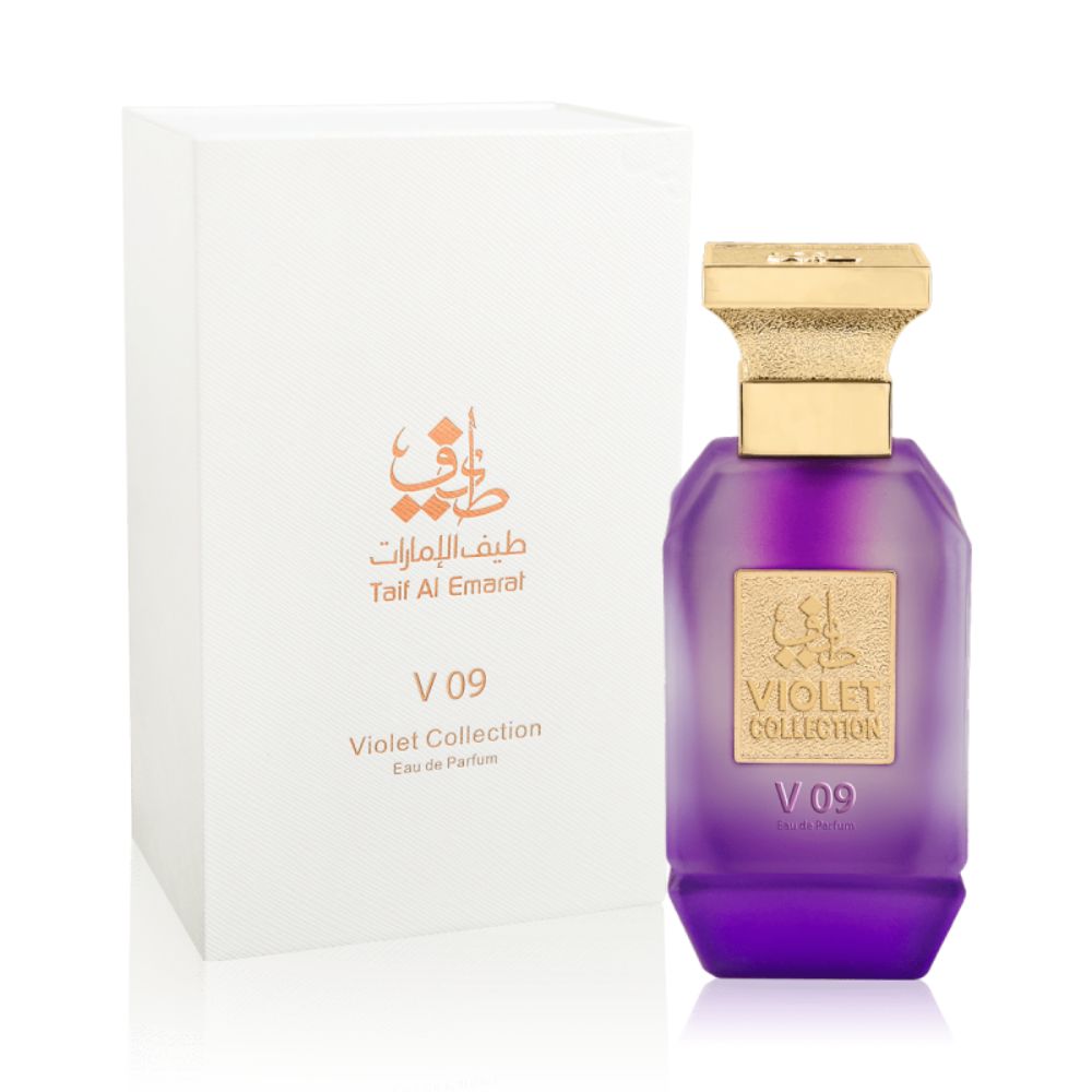 An EDP 75mL bottle of V09 perfume by Taif Al Emarat along with its Box