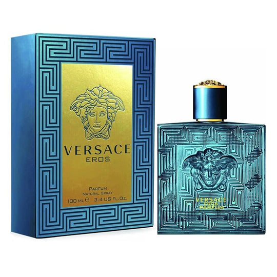 A 100mL Parfum bottle of Eros by Versace along with its Box