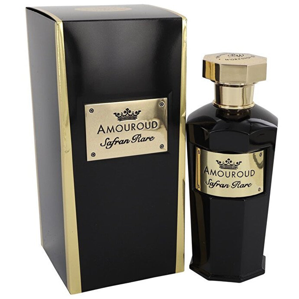 An EDP 100mL bottle of Safran Rare along with its Box