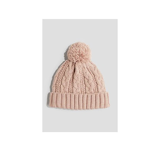 Light Dusty Pink Cable-knit Beanie