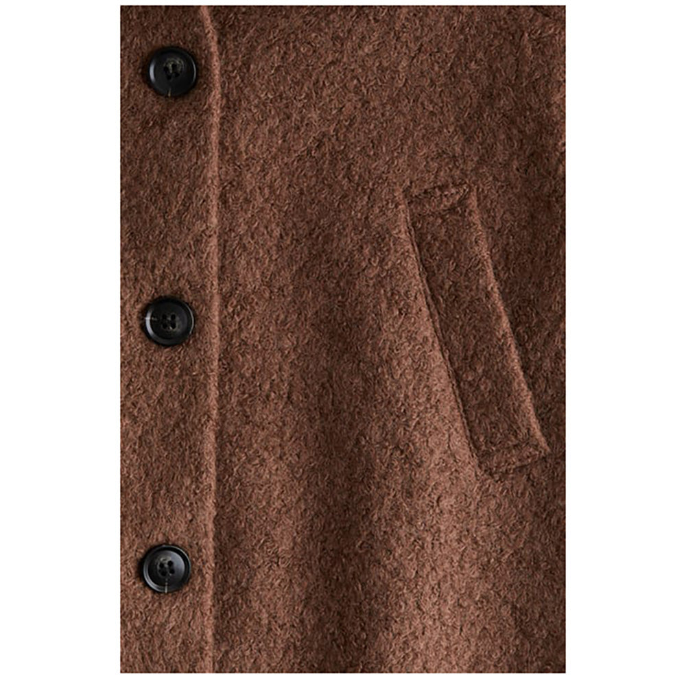 Fluffy Jacket with Buttons and Welt Side Pocket