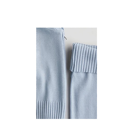 Rib Cuff and Waist of light Blue Knit Set