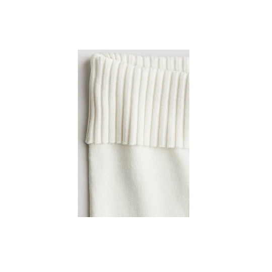 White Rib Trimmed Fold over Waist