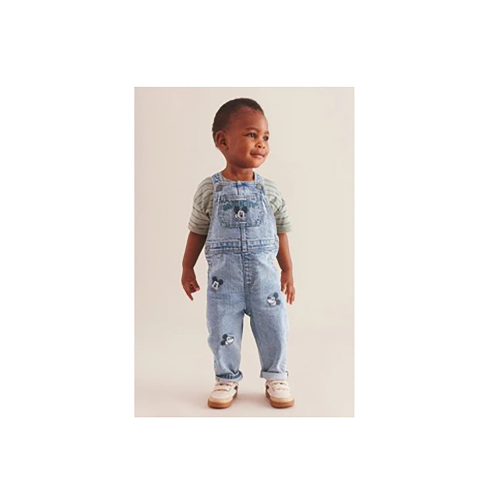 Baby in Denim Blue Dungaree with Micky Embroidery