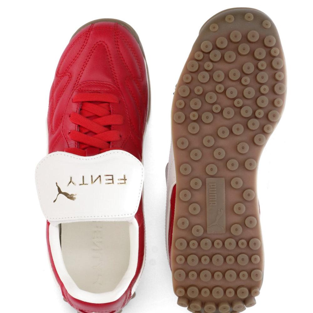 Dark Gum Outsole of Red Leather Sneakers for Toddlers