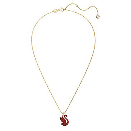 Gold-tone Plated Red Crystal Swan Pendant