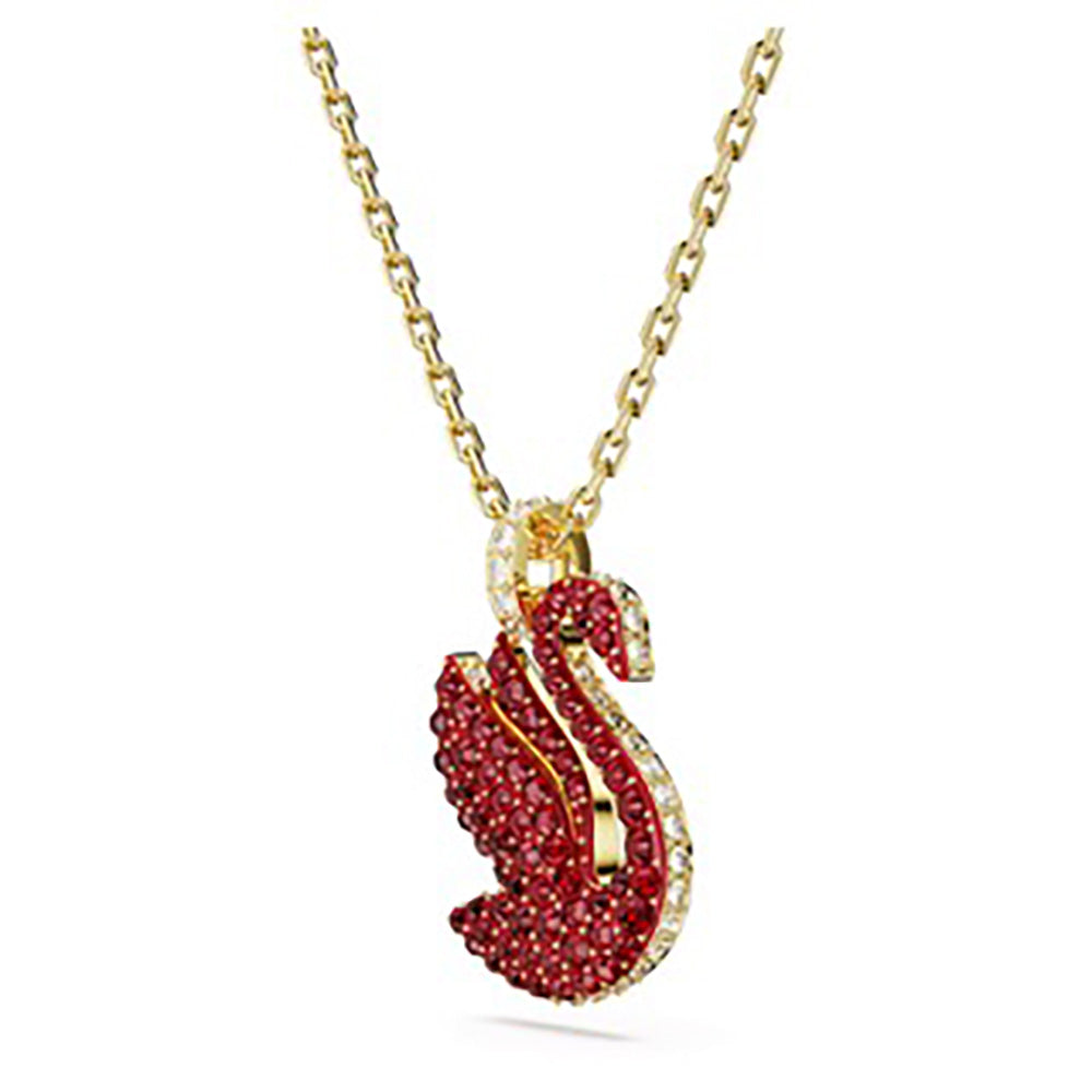 Red Crystal Paved Swan Pendant