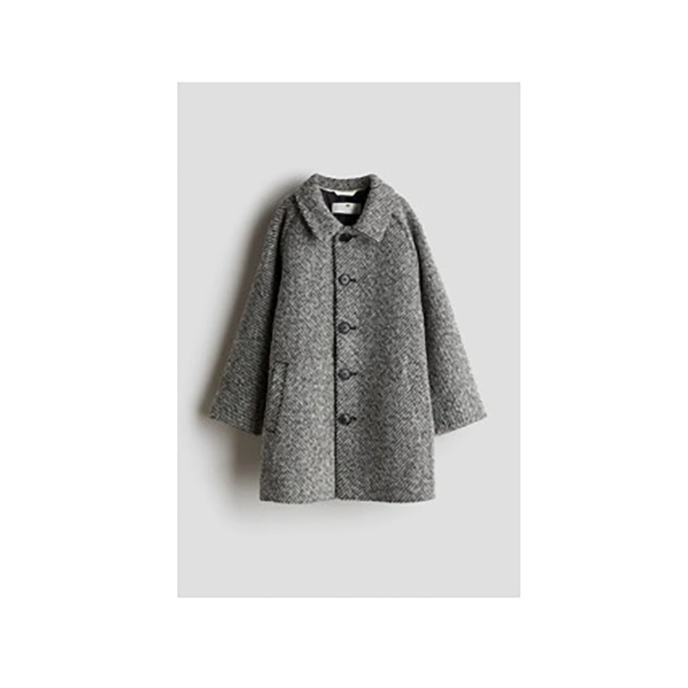 H&M Weave Made Coat from Wool Blend with Welt Pockets