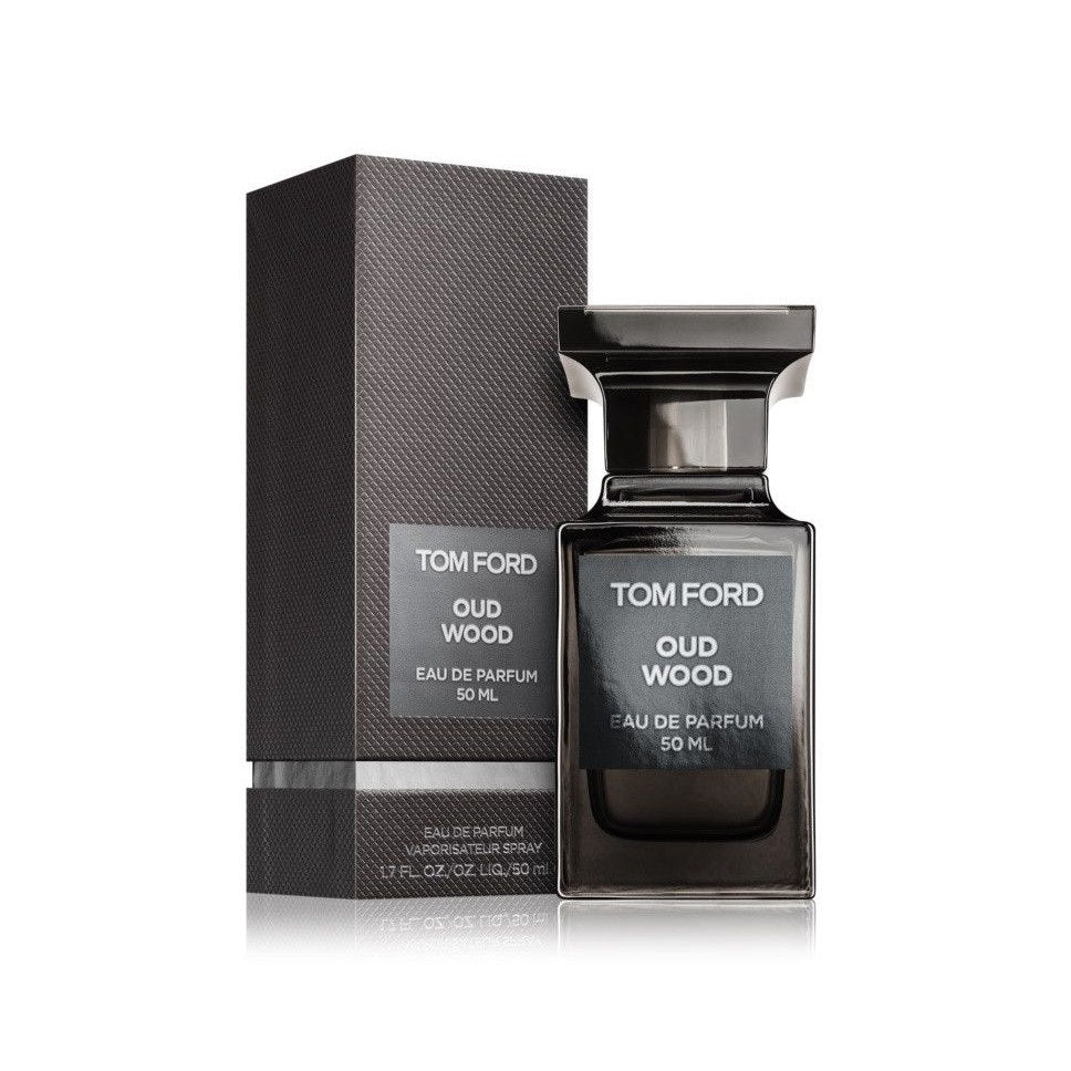 An EDP 50mL bottle of Oud Wood by Tomford along with its box